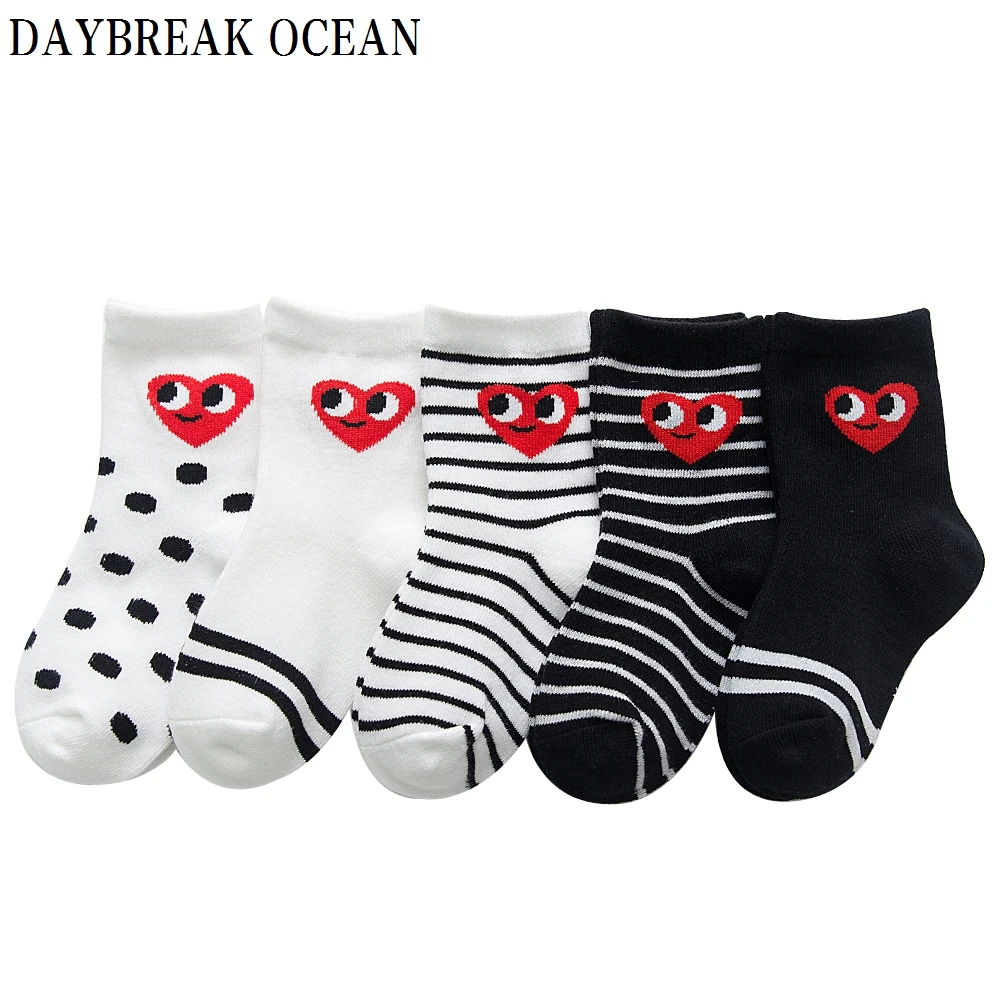 1 10 Years Fashion Cute Red Heart Striped Comfortable Cotton Socks Baby