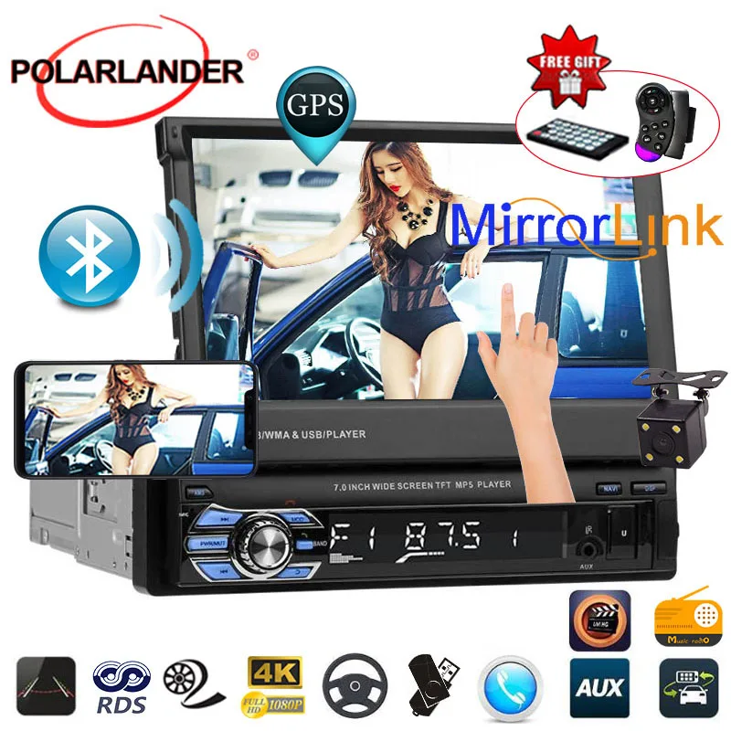 7 &quotgps сенсорный экран автомобиля Радио Bluetooth зеркальная автомагнитола