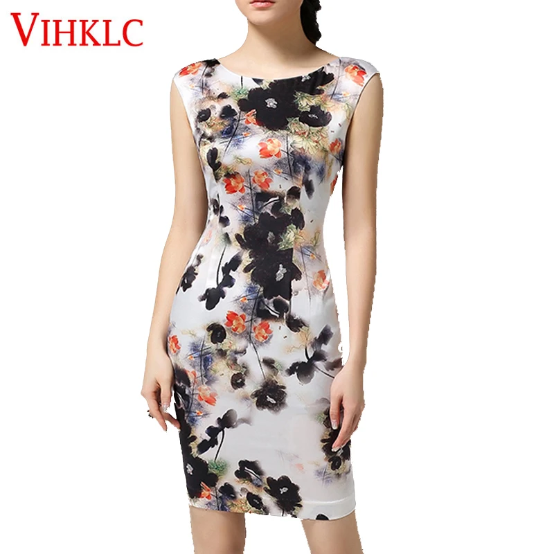 

2017 New Summer Women Vintage short Sleeve Floral Print Dress Bodycon Milk Silk Ladies Party mini Pencil Dresses Vestido A301