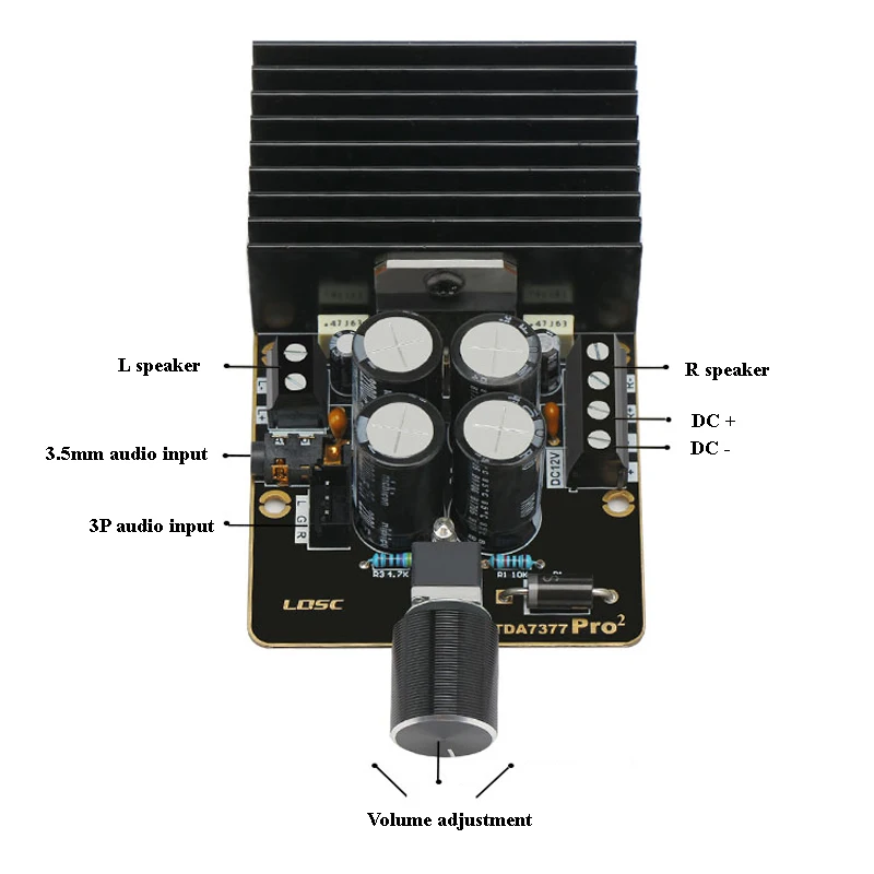 Lusya TDA7377 Digital Amplifier Audio Board 2*30W Stereo class AB for 4-8 ohm Speaker DC9-18V C2-006