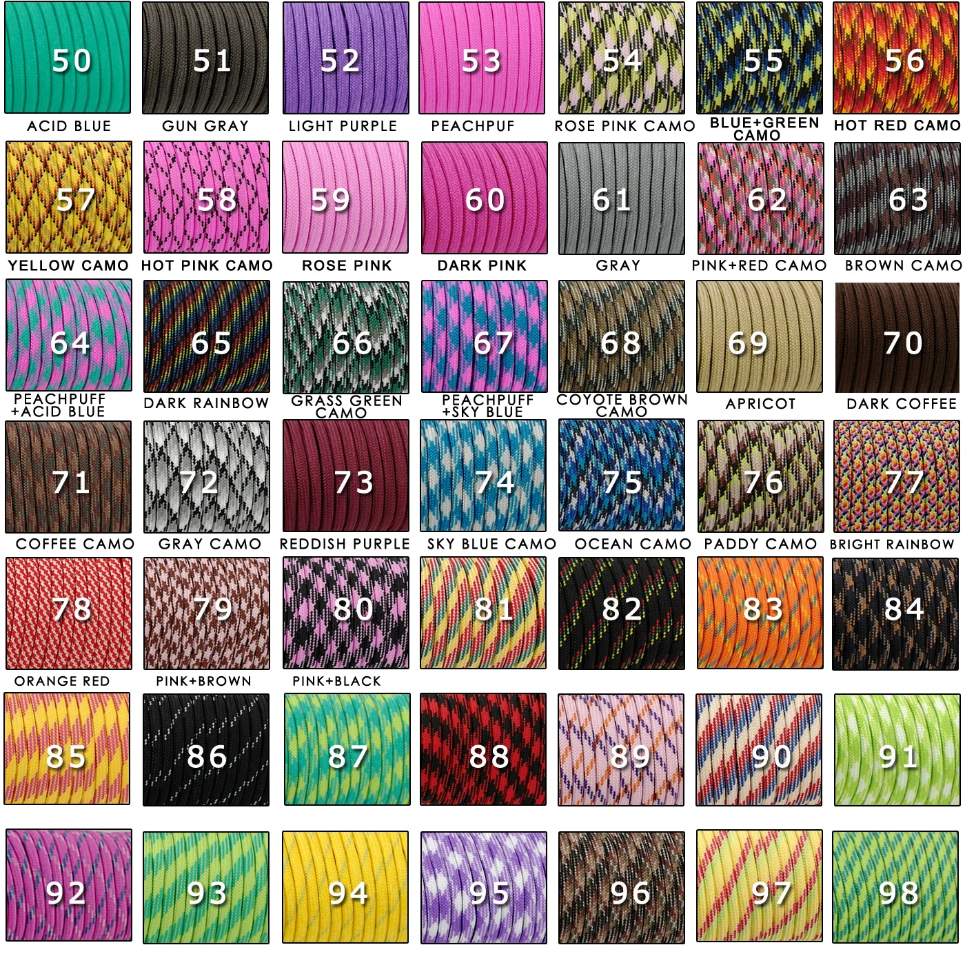 YOUGLE 550 Paracord المظلة الحبل الحبل خيمة حبل Guyline مل المواصفات النوع الثالث 7 ستراند 50FT 100FT للمشي التخييم 215 الألوان