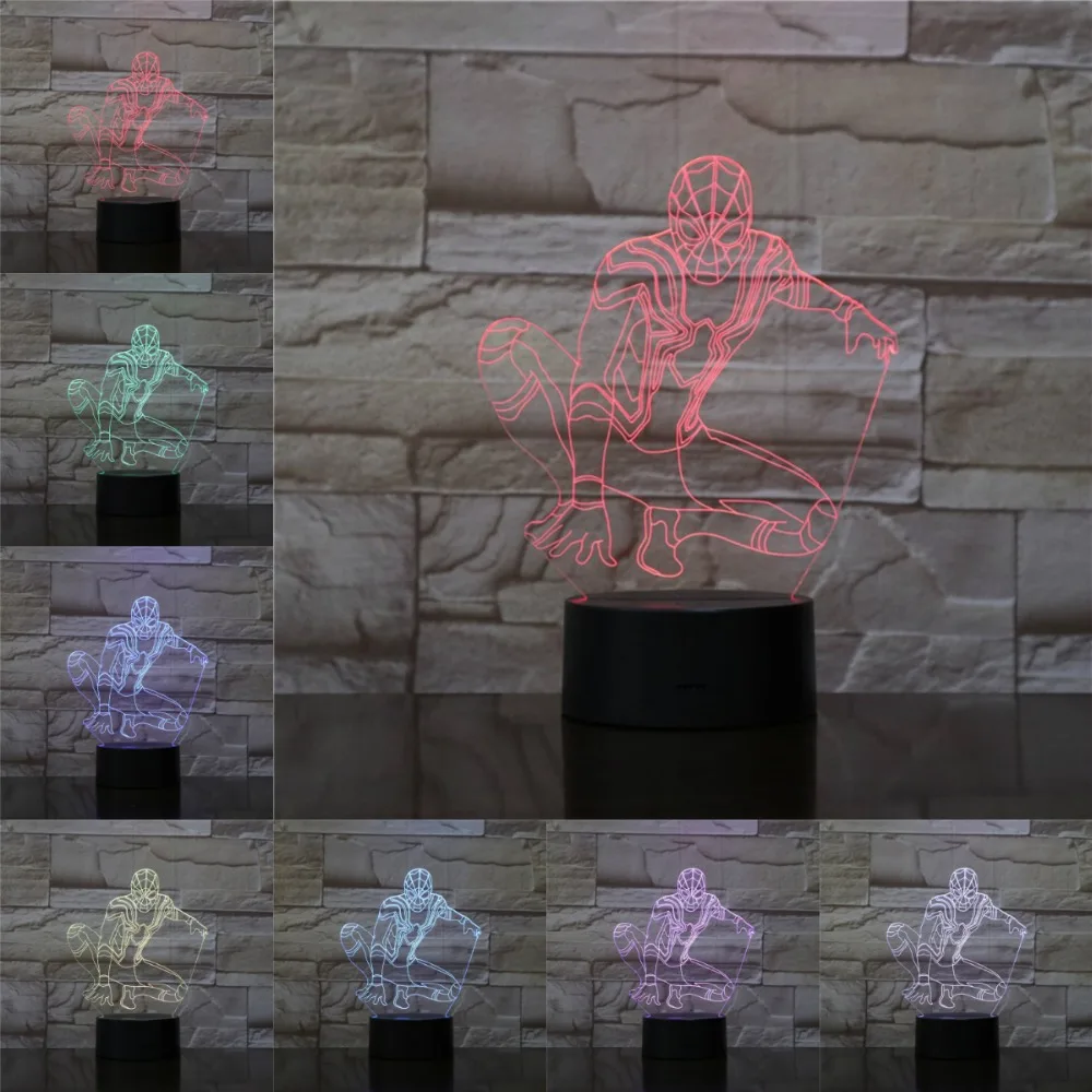 Человек-паук 3D лампа лава ночник светодиодный светильник разноцветный вспышка DC Marvel детские игрушки подарки для Домашний декор для детей