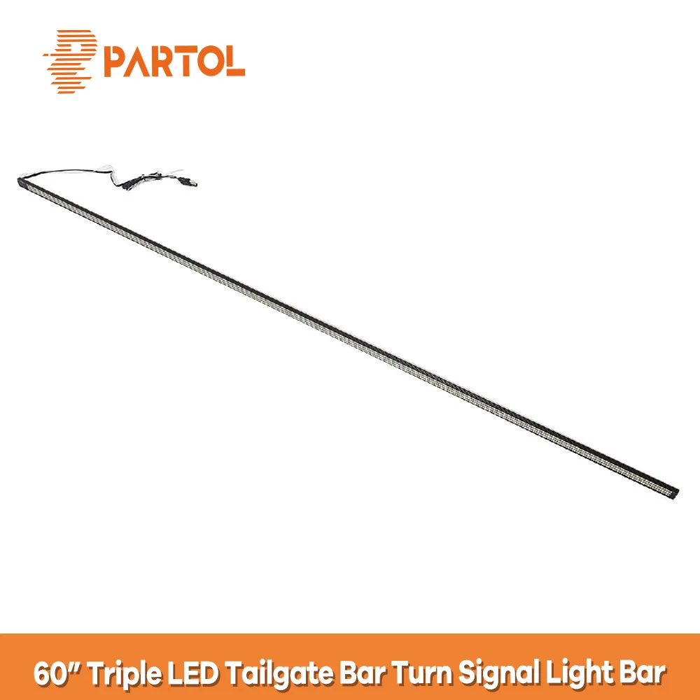 

Partol 60" Triple LED Tailgate Bar Sequential Turn Signal Amber Rigid Brake Light Rear Reverse Running 12V Waterproof