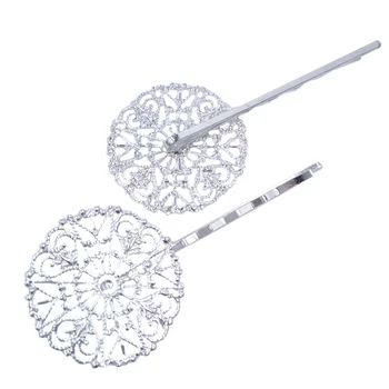 

Silver Plated 100piece Hair Pins with 31mm Filigree Pad Hairpins Jewelry Findings Hair accessories Wholesale HPF66