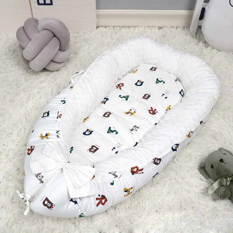 Портативное детское гнездо кровать манеж кроватка путешествия кроватки для новорожденных спальная Подушка Овальный матрас Bebe - Цвет: 80cmx50cm