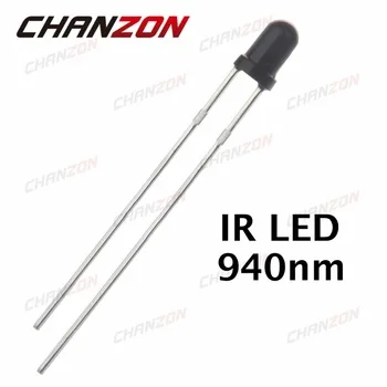100pcs 3mm IR Receiver 940nm LED Diode Through Hole Light Infrared Receiving Light-Emitting Diode Lamp Electronics Components