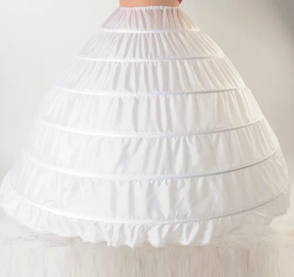 Высокое Качество Белый 6 Обручи Нижняя Юбка Кринолин Скольжения Нижняя Для Свадебное Платье Свадебное Платье