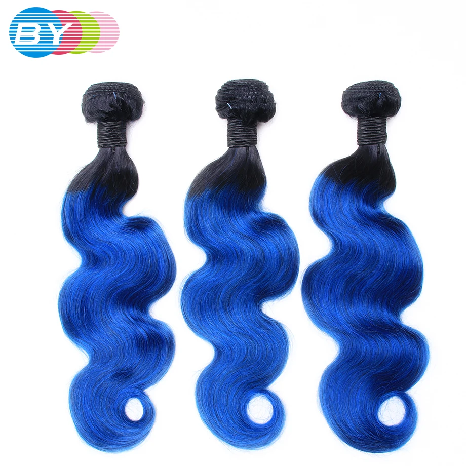 BY Pre-Colored Non-Remy Hair Indian Human Hair Weave Body Wave T1B Blue Color Hair Weave Bundles 3 Pieces body-wave : image BY Pre-Colored Non-Remy Hair Indian Human Hair Weave Body Wave T1B Blue Color Hair Weave Bundles 3 Pieces body-wave