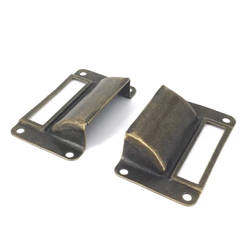 

12PCS 66*39MM Antique Brass Drawer Label Pull Cabinet Frame Handle Name Card Holder