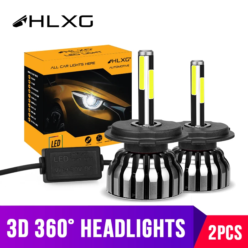 

3D 360degree 4 Sides H4 LED H7 H11 HB3 HB4 H1 H27 880 881 Car Lights High Low Beam 12V Nebbia 12000LM luces led para auto hlxg