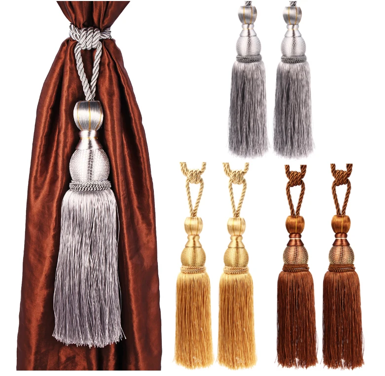 

1pc Curtain Holdbacks Rope Tie Backs Crystal Pearl Ball Hanging Tassel Tiebacks Home Window Drapes Curtain Supplies