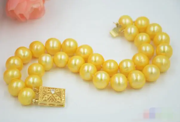 

3727 2row ROUND GOLEDN Freshwater cultured PEARL BRACELET