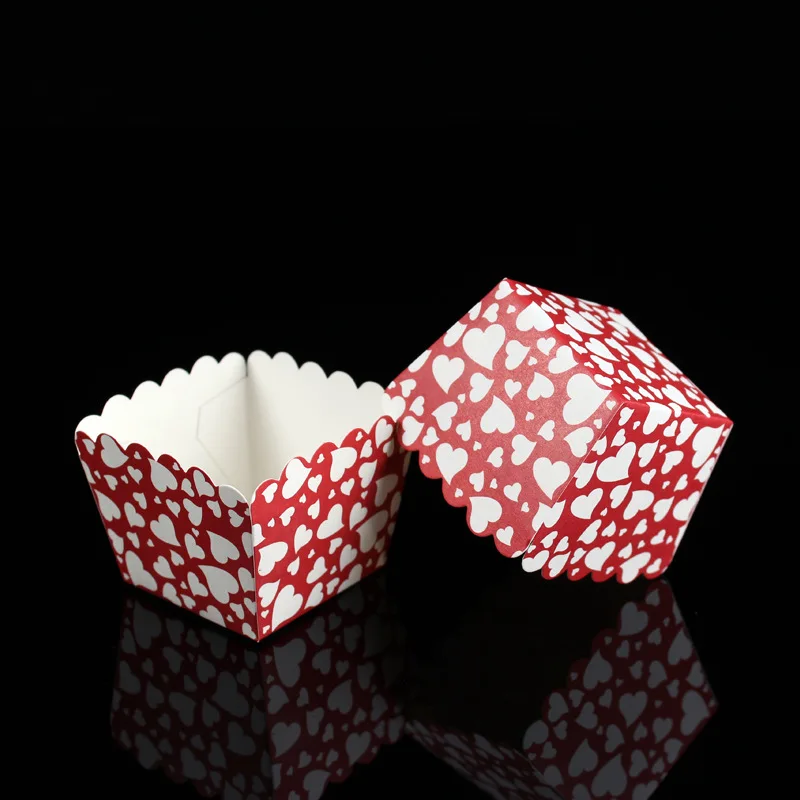 Buy 100pcs/lot Heart Red Color Paper Cupcake Liners
