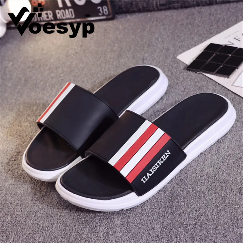 Slippers Men Shoes EVA Man Woman Couple Flip Flops Soft Black Red Stripes Casual Summer Male Chinelo Masculino