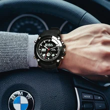 Top Brand Luxury OTS Sports Watches Auto Date Day LED Alarm Black Rubber Band Analog Quartz Military Men Digital Watches relogio