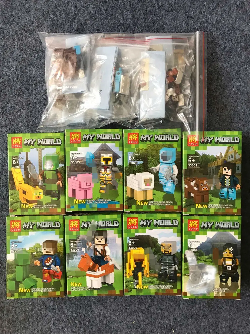 

8pcs/set Minecraft Toy With Weapon Hanger Creeper Action Figure Minecraft Model Classic Collection children Toy Birthday gift