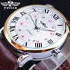 Winner 2022 Fashion White Golden Clock Date Display Brown Leather Belt Mechanical Automatic Watches for Men Top Brand Luxury ► Photo 1/6