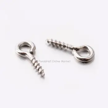 

500pcs 304 Stainless Steel Screw Eye Pin Bail Peg Pendant Top Drilled DIY Jewelry Making Accessory 10x4x1mm Hole: 2mm Pin: 1mm