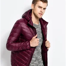 Зимняя новая мужская и ультра-тонкая пуховая куртка с воротником-стойкой для молодых людей, большой размер, пуховик с капюшоном YF179