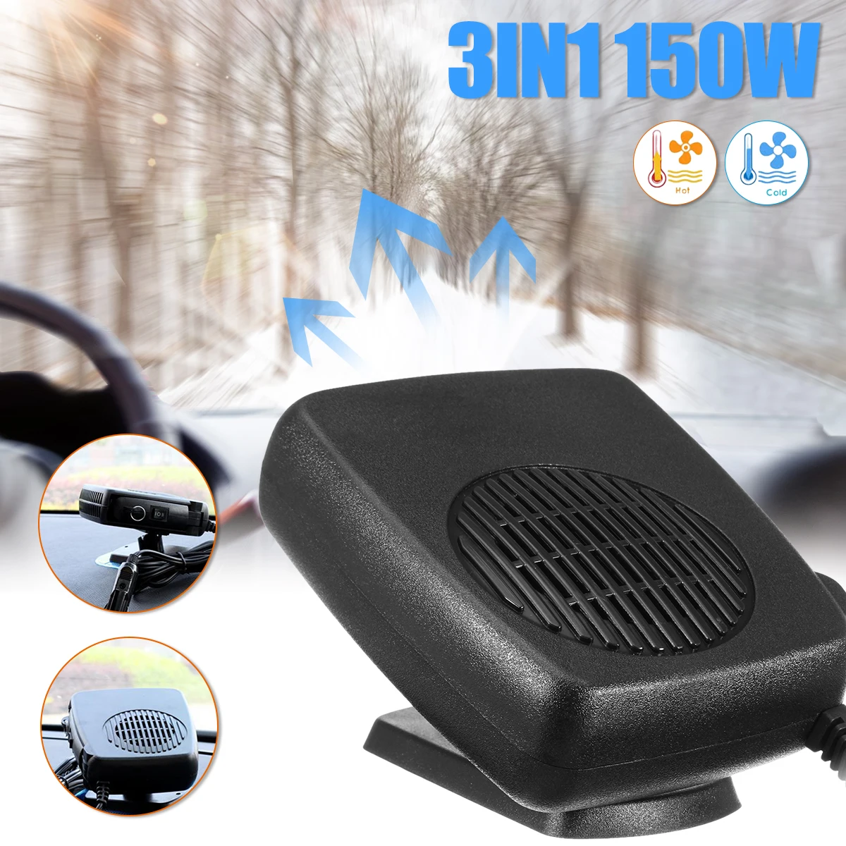 Buy 12V 150W Three In One Car Heater Cold and Warm Machine Hot Air Cold Wind
