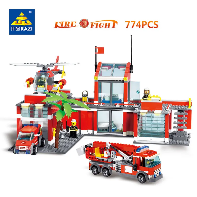 

KAZI 8051 City Series Fire Station Model Building Blocks DIY Fire Fighting Truck Bricks 774pcs Building Blocks Sets Educational