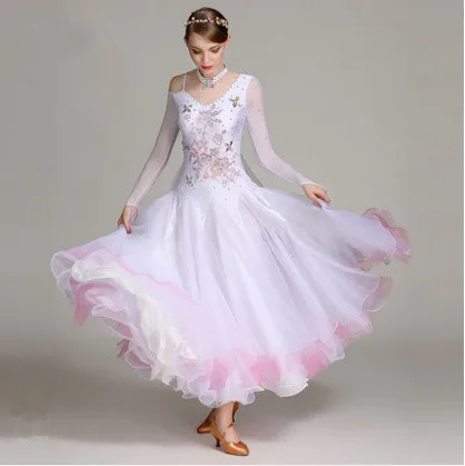 

white ballroom dance competition dress fringe dance wear ballroom waltz dress rumba costumes ballroom dancing dress foxtrot