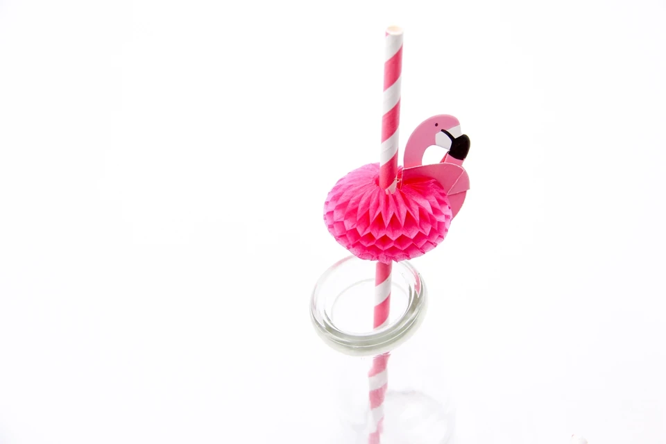 20 шт. трубочка Фламинго 3D соломы Бенди Гибкая бумага питьевой соломинки Дети День рождения/свадьба/бассейн вечерние украшения