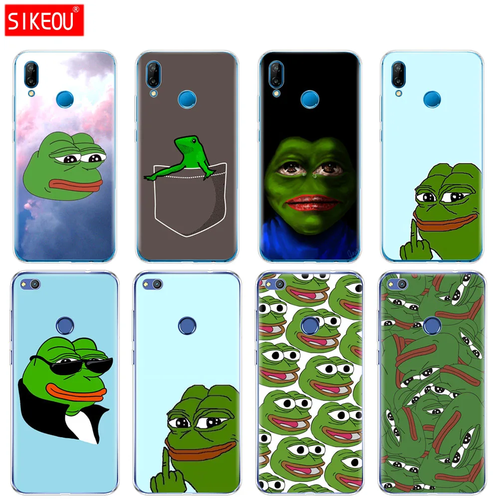 

Silicone Cover Phone Case For Huawei P20 P7 P8 P9 P10 Lite Plus Pro 2017 p smart 2018 Internet Meme Smug Frog Pepe