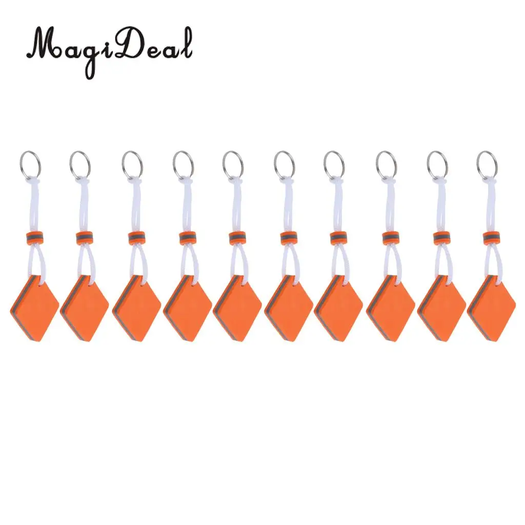 MagiDeal 10 Pieces Yachting Boating Floating Key Chain Key Ring- Square Shaped Orange