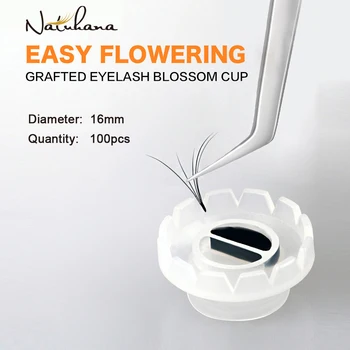 

NATUHANA 100pcs Eyelash Extension Glue Cup Eyelash Grafting Lift Dedicated Tool Lash Glue Adhesive Holder Sun Flower cup