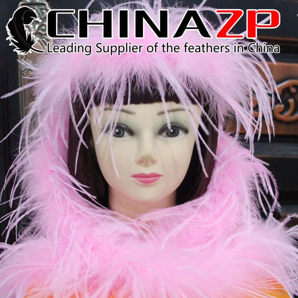 

CHINAZP Wholesale 10yards/lot 35gram/piece High Quality Dyed Pink Ostrich Feather Boas and Scarfs