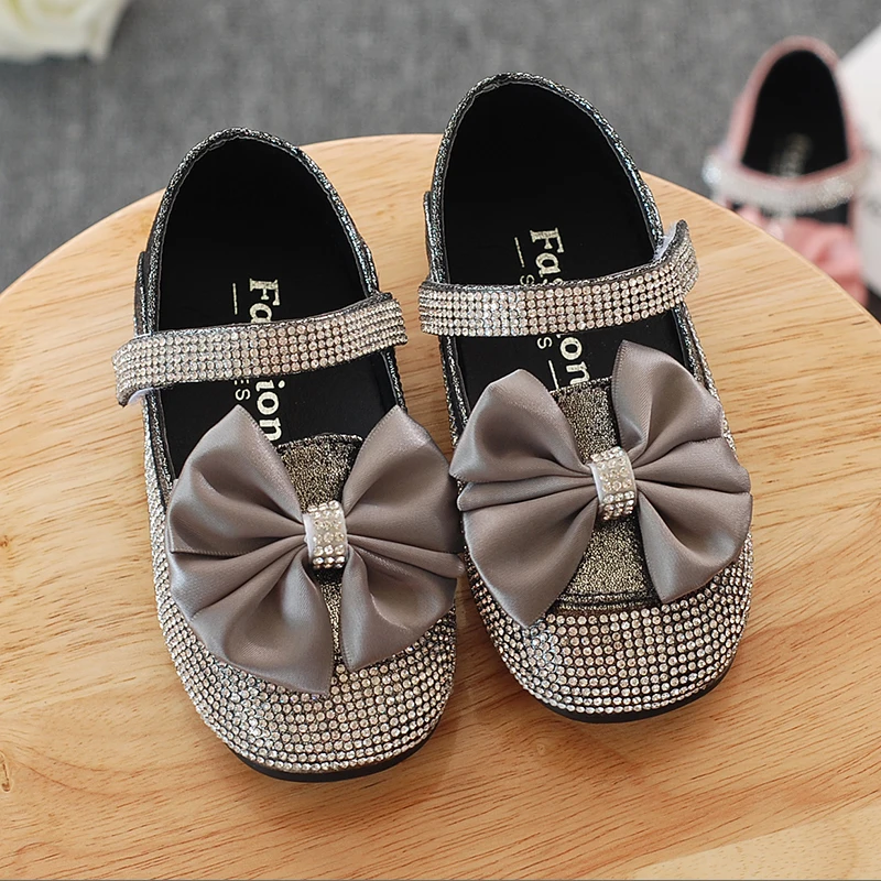 Bekamille Baby Child Shoes Kid Shoes Children Girls Crystal Bowtie Single Sandals Soft Bottom Princess New Summer Lovely