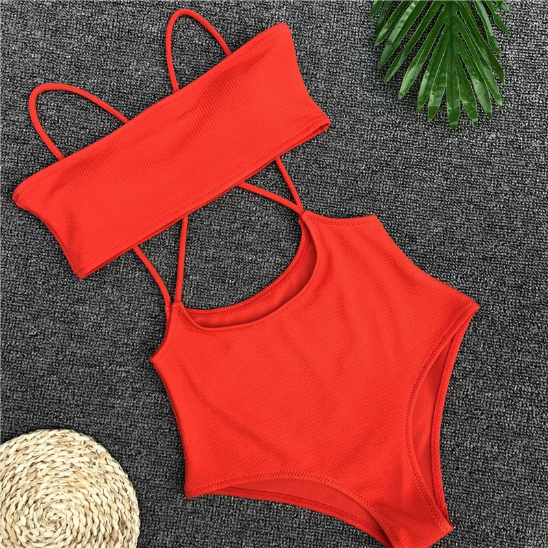 

Bikini 2018 Bikinis Women Bathing Suit Sexy Solid Color Strap Bikini Set Maillot De Bain Femme High Waist Swimsuit