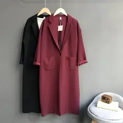 ARANSUE Новинка 2019 года для женщин демисезонный досуг однобортный длинное пальто Корейская версия отложной воротник Длинная ветровка