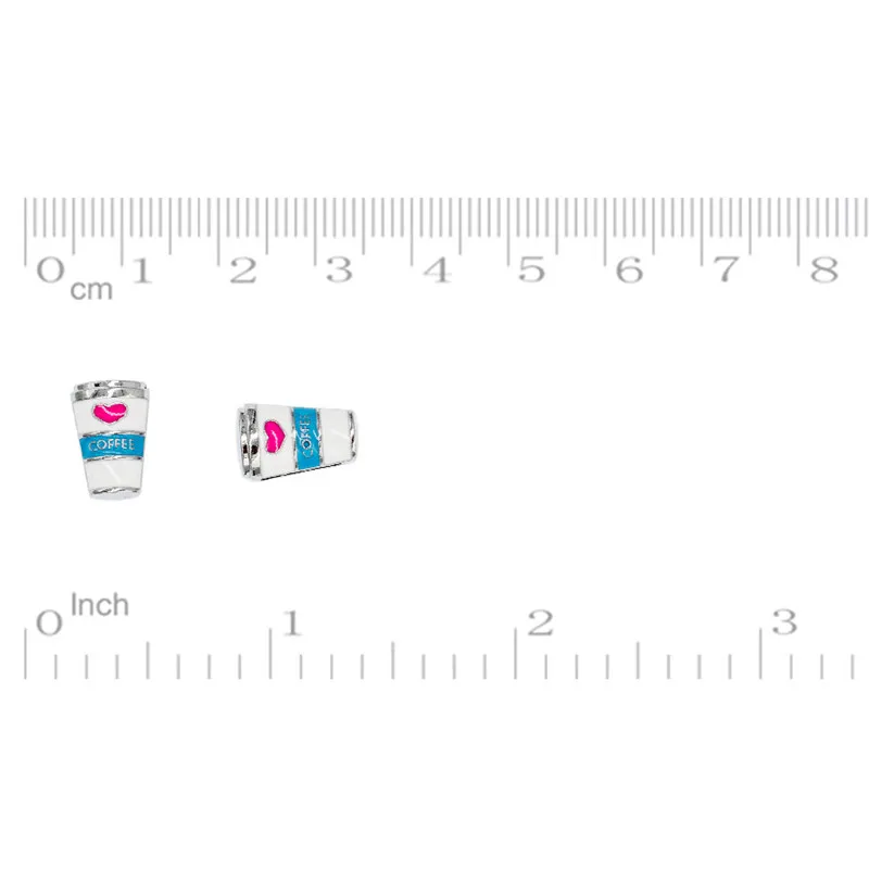 10 шт. 8 мм Эмаль Кофе чашки Слайд Подвески Письма DIY Аксессуары подходят 8 мм Ремни Браслеты, собака воротник