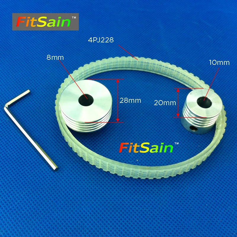 FitSain-Мульти Клин PJ ременный шкив 4 слота для вала двигателя 8 мм-10 мм мини стол электрическая пила пильные машины бензопила