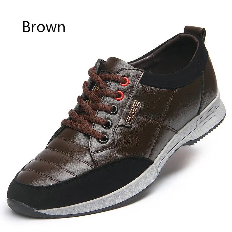 BIMUDUIYU; брендовая мужская повседневная обувь из натуральной кожи; удобные дышащие модные кроссовки на шнуровке; обувь на плоском ходу для студентов - Цвет: Brown