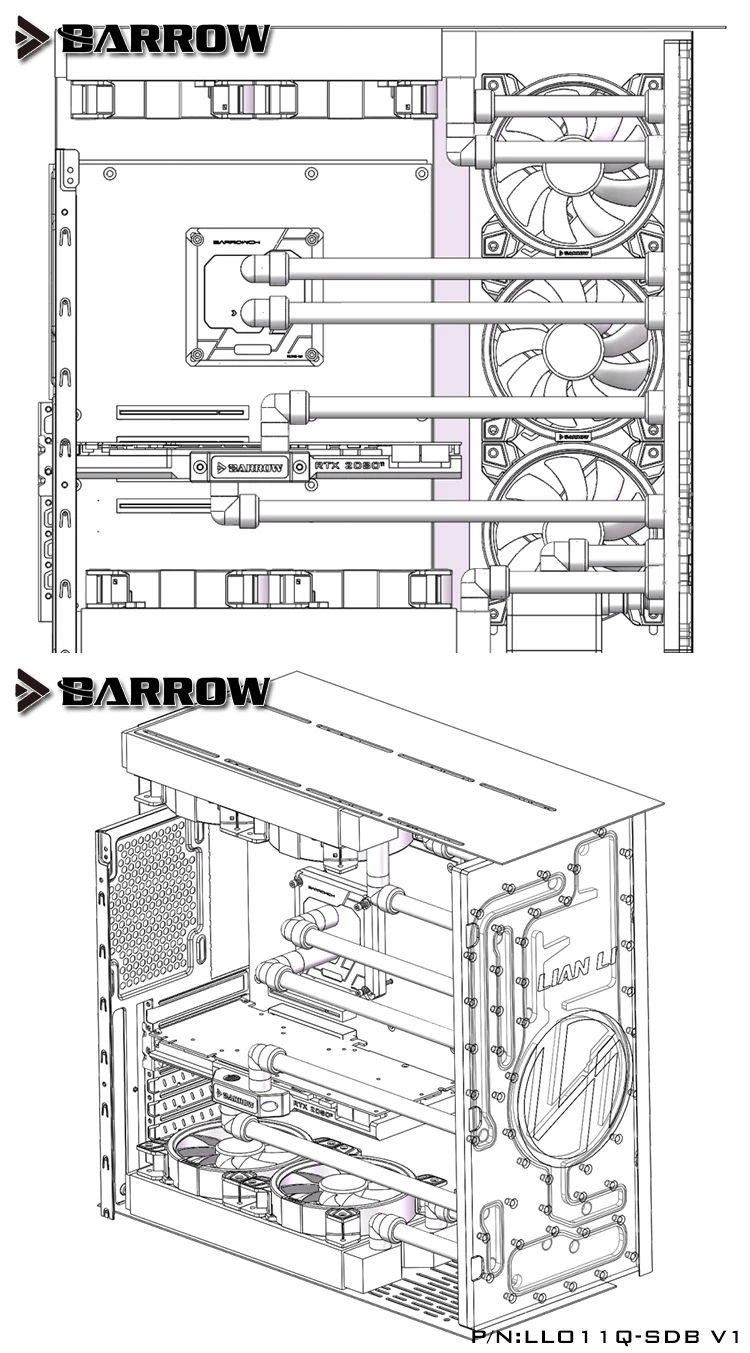 Курган LLO11Q-SDBV1, передние водные платы для Lian Li PC-O11 динамический чехол, для Intel cpu водоблок и один GPU здание