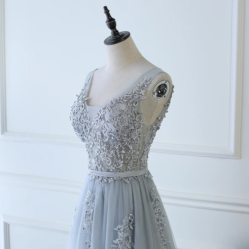Длинное вечернее платье Robe De Soiree кружевное с бусинами на шнурках для свадебного