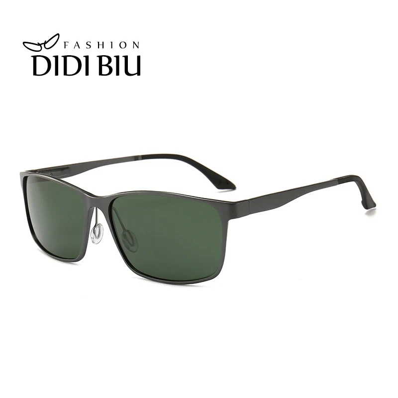 

Polarized Sunglasses Men Rectangle Aluminium Frame Green Lens Glasses Male Driver Brown TAC Sun Glasses Goggles Oculos HN1100