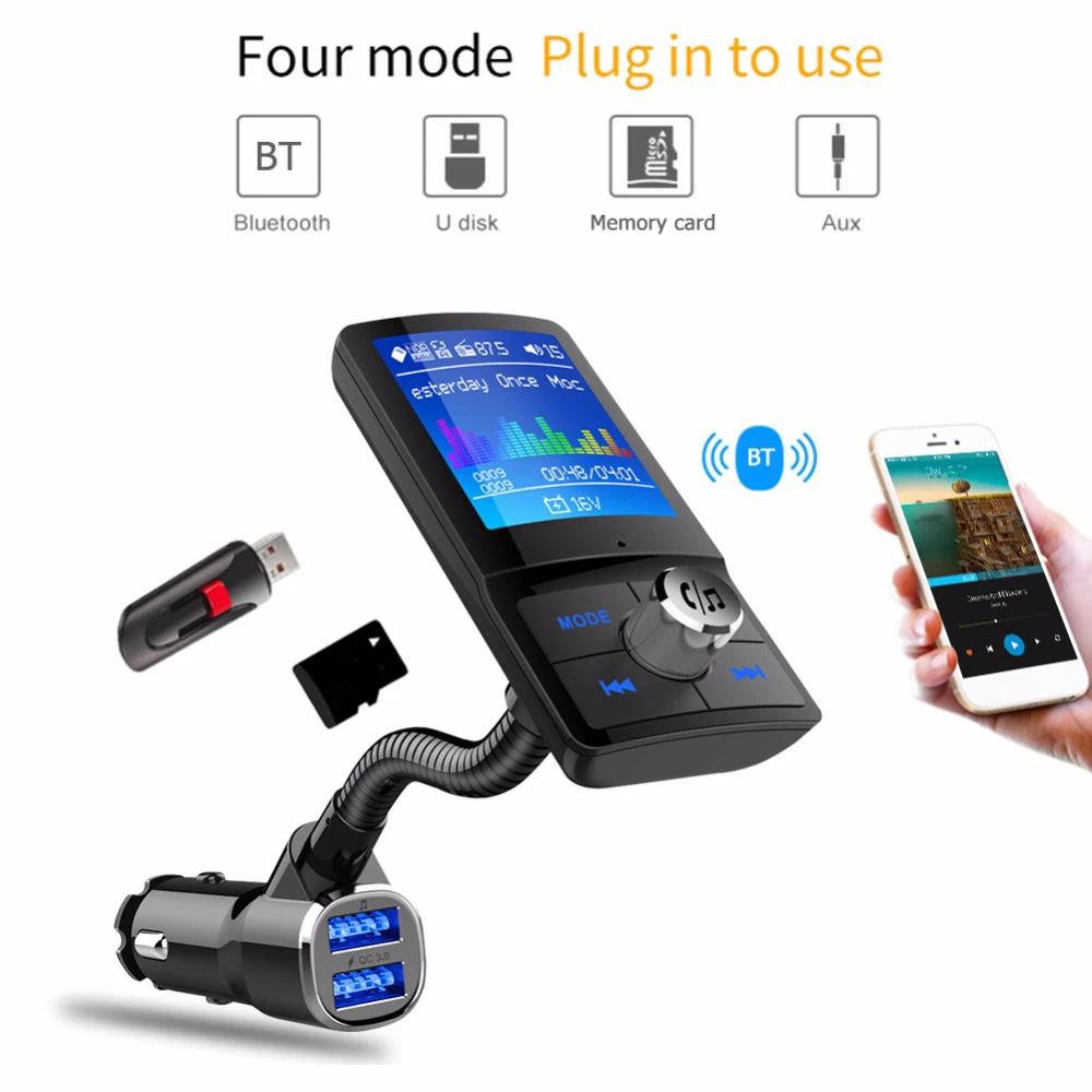 Автомобильный MP3 плеер JINSERTA Bluetooth FM передатчик QC3.0 автомобильное зарядное
