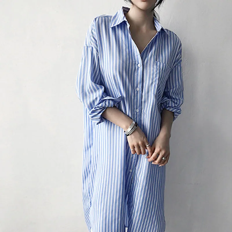 

High Quality Women Blouse Striped Shirts 2019 Summer Female Loose Long Blusas Plus Size Blouses Casual Top Spring Clothing
