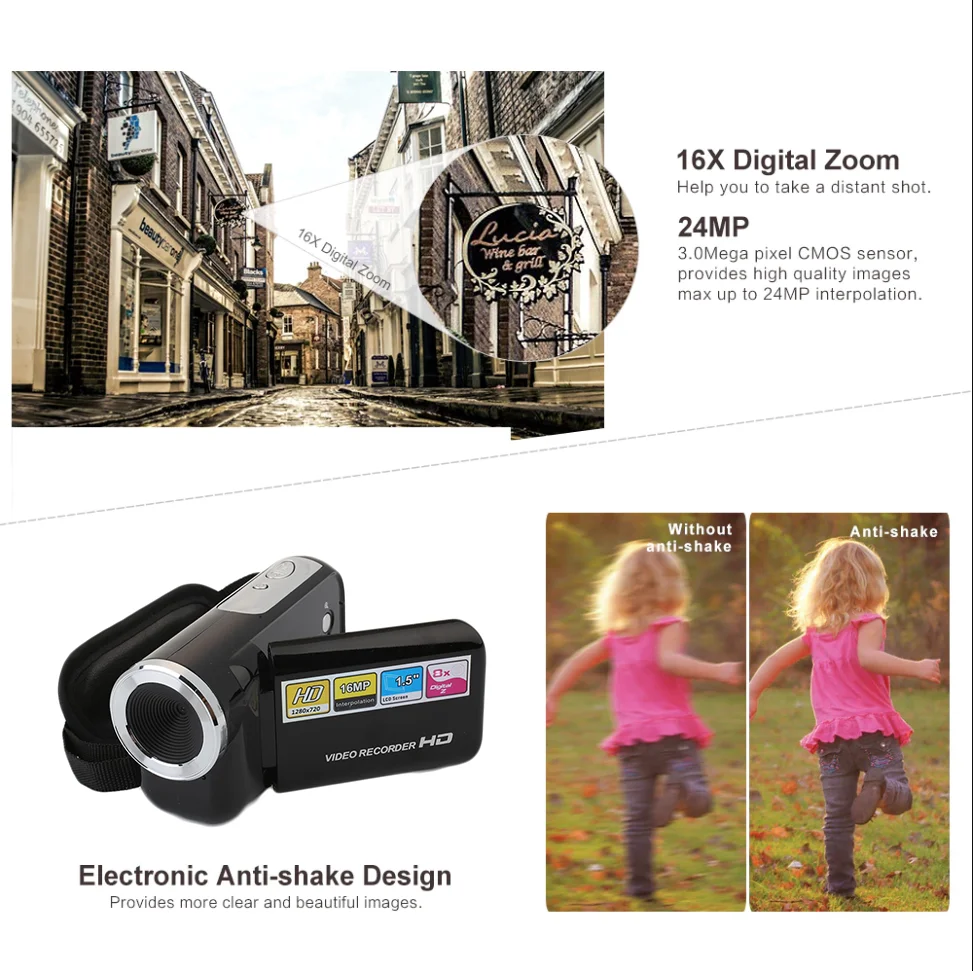 Видео камера Camcorde Fotografica видео рекордер 8X цифровой зум 1,5 дюймов дисплей 16 миллионов домашняя видеокамера Видео рекордер