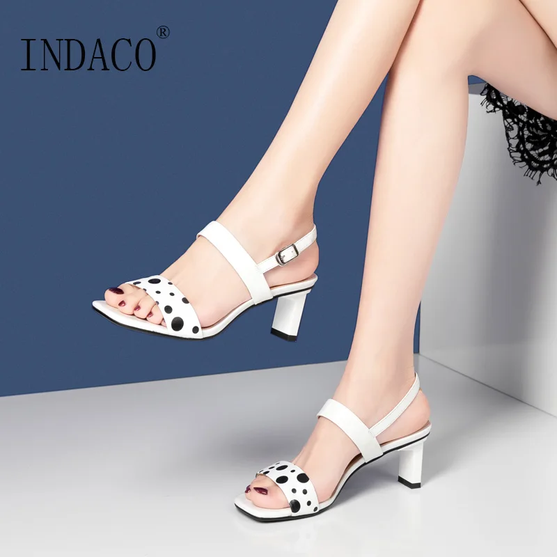 

Ladies Sandals High Heels Fashion Leather Woman Sandals 2019 Summer Shoes 6cm