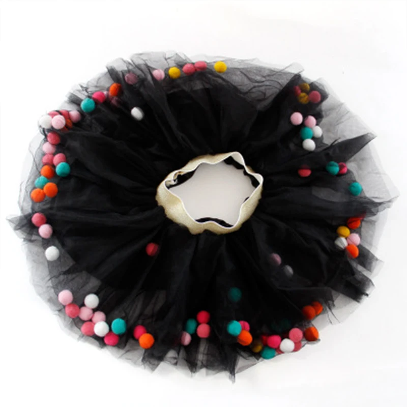 

Kids Princess Skirt Fashion Cute Fur Ball Pettiskirt For Girls Children Clothes Black White Yarn Tutu Baby Skirt kinder rokken