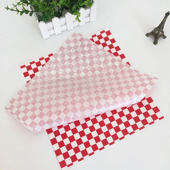

2000pcs/lot 12''x 12" Red and White Checkered Food Grade Wax Coated Paper Red Check Dry Wax Paper Deli Wrap and Basket Liner