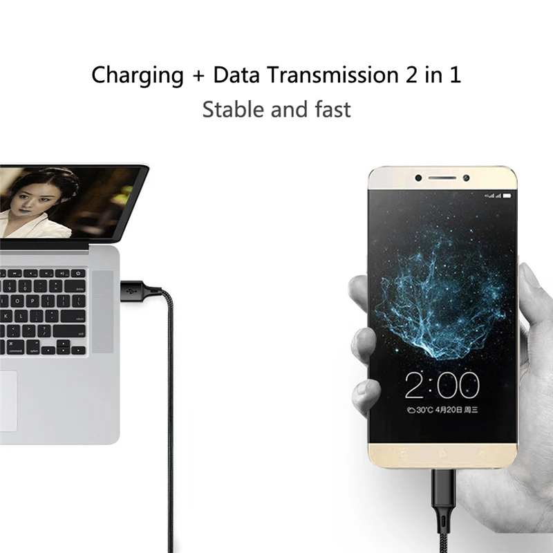 Высококачественный нейлоновый плетеный кабель для передачи данных type-C, кабель для быстрой зарядки, стабильная передача данных, зарядный кабель для samsung Xiaomi