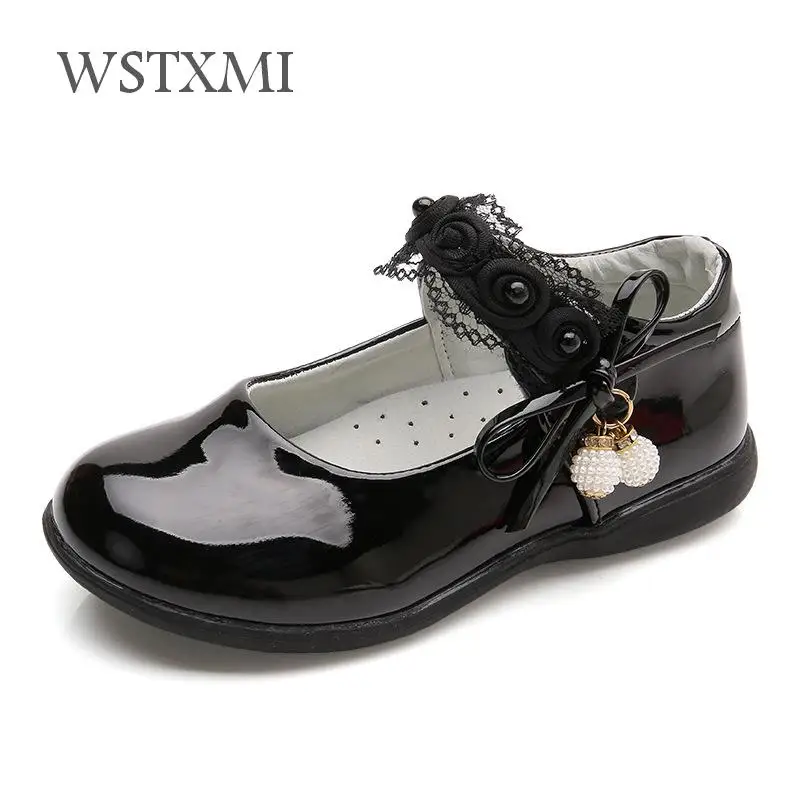 

Girls Leather Shoes Flowers Children Dress Princess Sheos Kids Summer White Sandals Korean Fashion Red Wedding School Flat Shoes