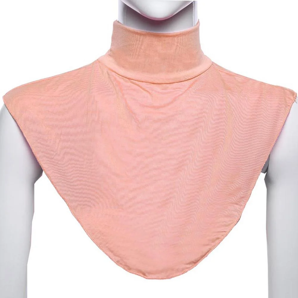Модальный шарф Половина груди шеи Мода исламский воротник Твердые Рубашки расширения P2 задняя крышка цвет T мусульманский хиджаб - Цвет: K