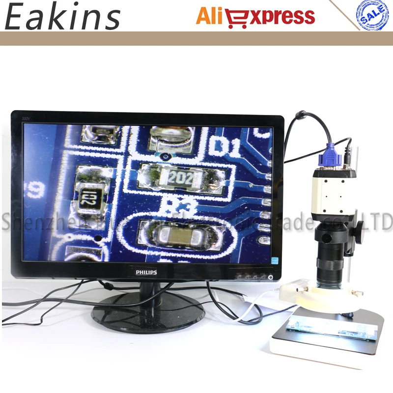 3 в 1 Промышленная Cmos AV USB VGA микроскоп камера CCD + 100X C-Mount объектив 56 светодиодных